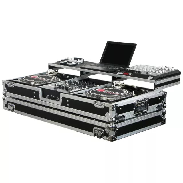 Odyssey FZGSPBM12W Glide Style 12" Mixer Battle Position Dual Turntable Case ...