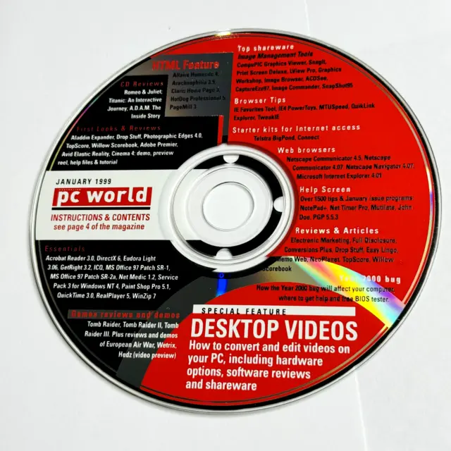 PC World 1999 CD Disc Vintage Pc Computer Software Game Demos etc