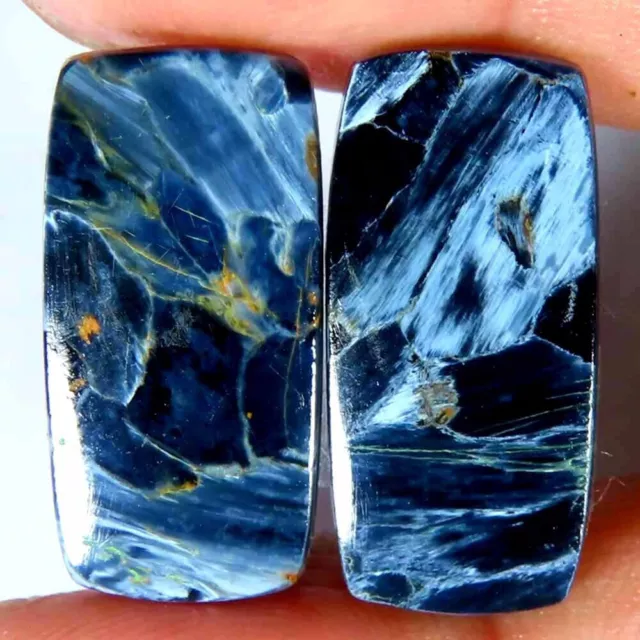 17.50Cts.100%Natural Blue Pietersite Matched Pair Cushion Cab 10x22x3mm Gems