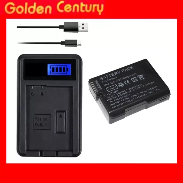 Battery and Charger fit Nikon EN-EL14 ENEL14 D3100 D5100 CoolPix P7000 EN-EL14A