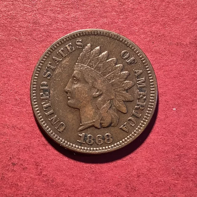 United States US USA Indian Head 1 c One Cent 1868 Good Date AW269