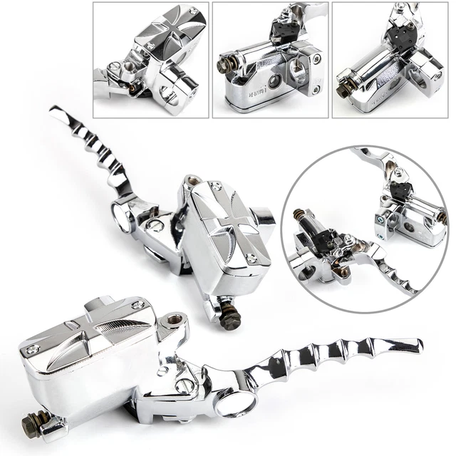 1" 25cm Skull Hydraulic Brake Master Cylinder Clutch Levers For Honda Harley V1
