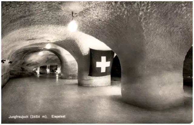 Jungfraujoch Berner Alpen Schweiz alte AK 1963 gelaufen Innenansicht Eispalast