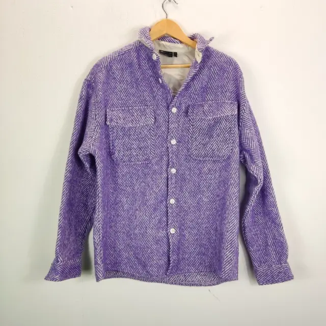 asos design womens overshirt purple 90s oversized wool mix size small