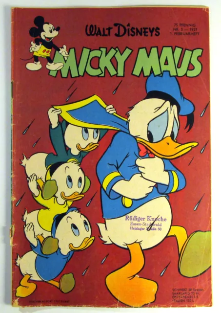 Micky Maus Heft. # 3 von 1957. 1. Februarheft. Original. Ehapa Verlag.