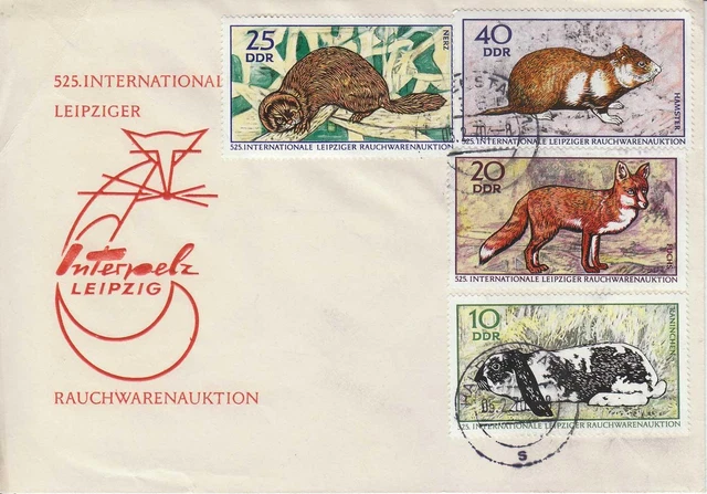 DDR MiNr.: 1541 / 1544  FDC Internationale Leipziger Rauchwarenauktion