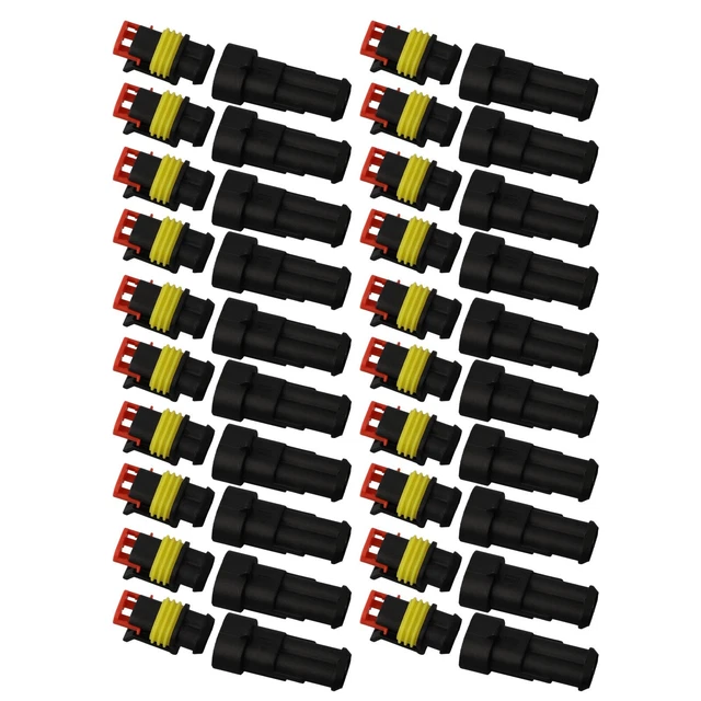 Lot De 10 Connecteurs électriques étanches 2 Broches Pour Voiture - Fil 18 AWG - Kit De Raccordement Auto