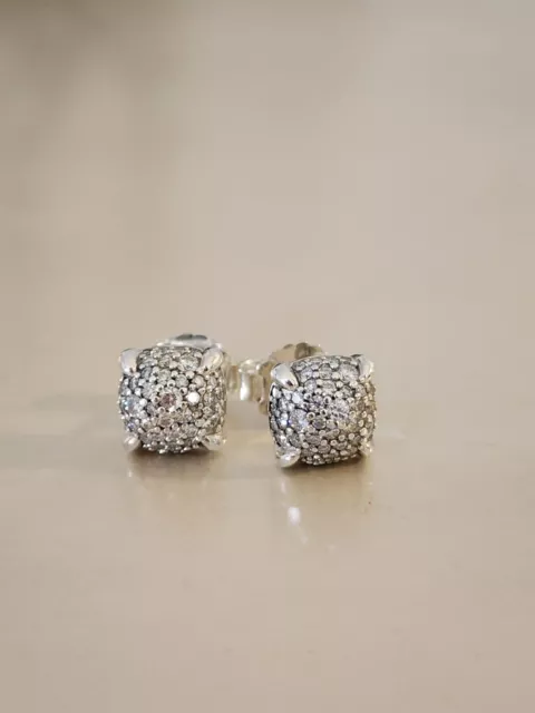 DAVID YURMAN STERLING Silver Chatelaine 7mm Pave Diamond Earrings $270. ...