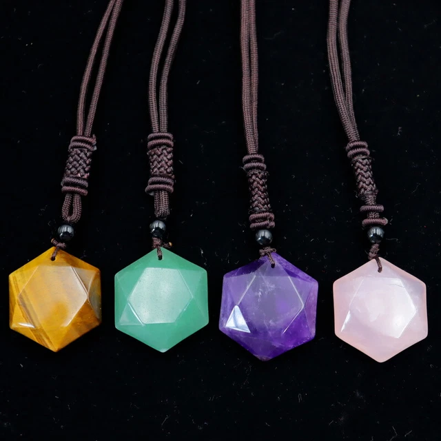 Natural Healing Stone Necklace Pendants Quartz Crystal for Women Men Jewelry