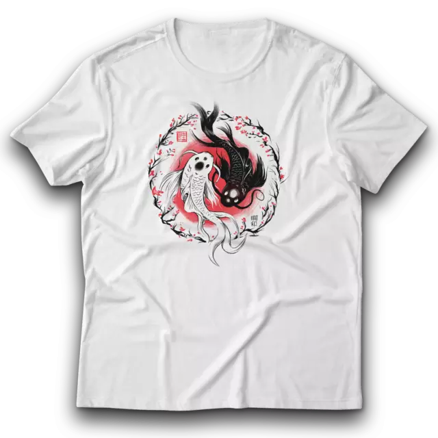 Koi Fisch Yin-Yang Frauen Männer T-Shirt 122-3XL 100% Baumwolle Daoismus Energie