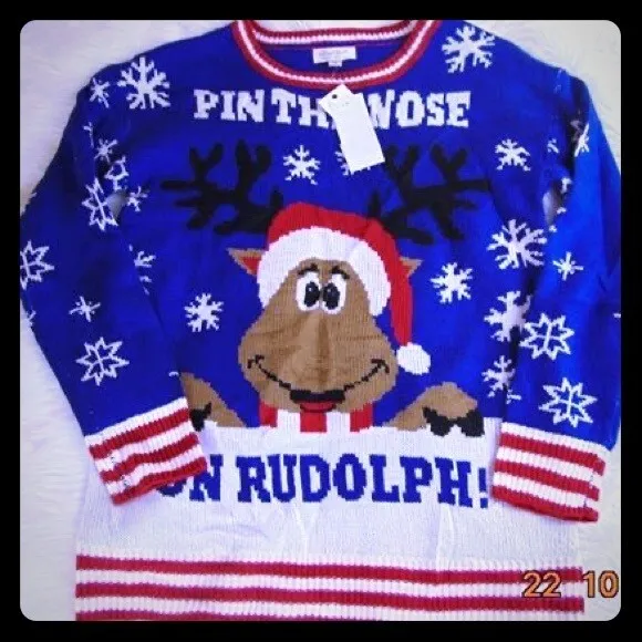 Christmas Sweater Rudolph Xmas Winter Sweater Retro Kids Childrens Girls Boys S