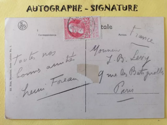 CPA AUTOGRAPHE Henri FOREAU à Jean Benoit LEVY PEINTRES Laitière Flamande Chien