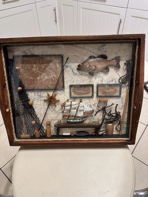 Vintage Fishing Glass Display Tray Vintage
