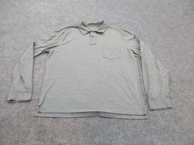 J Crew Polo Shirt Mens Large Gray Long Sleeve Adult Casual Broken In
