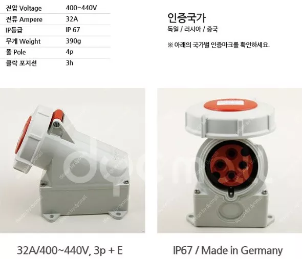 MENNEKES TYP 2644 Receptacle Socket 400-440V/IP 67/3h/32A/3P+E/50-60Hz 3