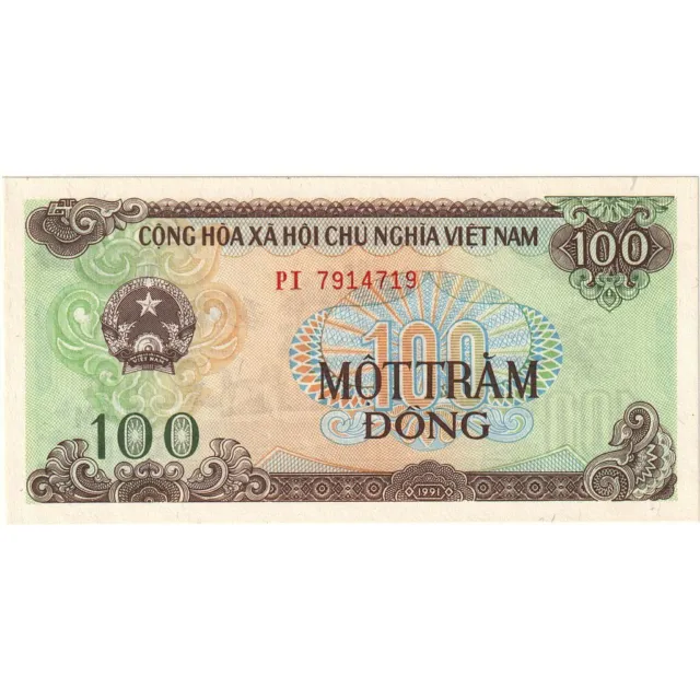 [#393603] Vietnam, 100 D<ox>ng, 1991, KM:105a, UNC(65-70)
