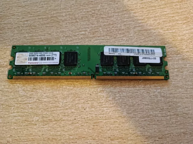 Transcend 2Gb DDR2 800MHz 2x1GB  Mémoire PC cas 5-5-5