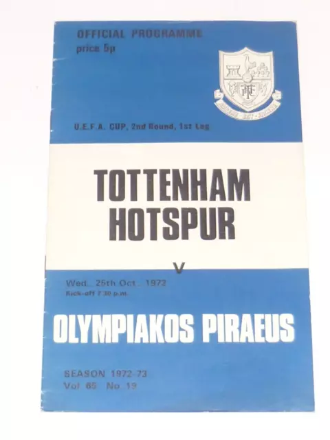 1972 UEFA Cup 2nd Rd 1st Leg**TOTTENHAM HOTSPUR v OLYMPIAKOS PIRAEUS***25 OCT 72
