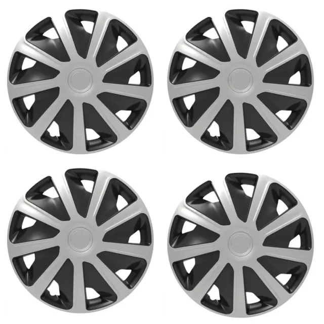 4x Silver/Black 15" Inch Deep Dish Van Wheel Trims Hub Caps fits Fiat Ducato