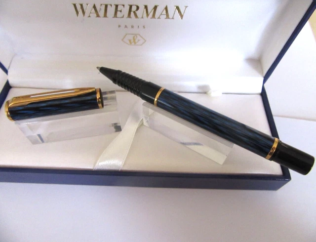Waterman Exclusive Stylo Bille Marbré Bleu – Luxe Laqué, Recharge Fournie, Neuf