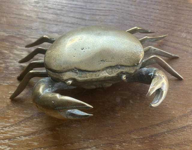 Vintage Brass Crab Figure Figurine Collectable Marine Animal Ornament