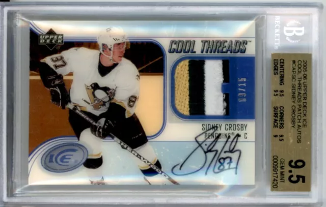 2005-06 Upper Deck Ice Threads #SC Sidney Crosby RC PATCH AUTO /15 - BGS 9.5 GMT