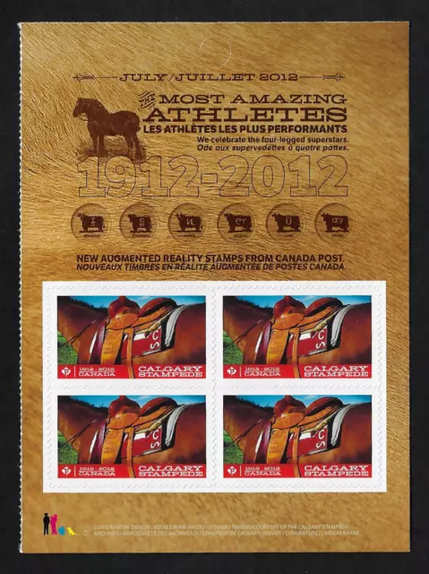 Canada Stamps -Pane of 4 (Half of Booklet) -Calgary Stampede, Rodeo Horse #2547