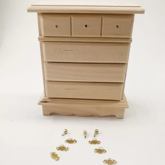 Dollhouse Miniature 1/12 Plain Unpainted Drawer Cabinet Unfinished  Furniture