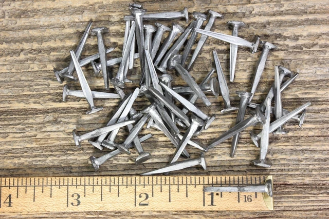 1” inch Square NAILS 50 lot antique box vintage look large round flat head BRAD