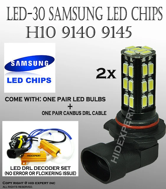 Samsung H10 9140 9145 Canbus resistor White Repalce Halogen Fog Light Bulbs D726