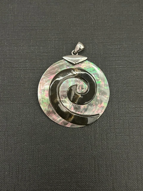 Pendentif Gros En Argent Massif 925 Et Nacre - Occasion - Origine France