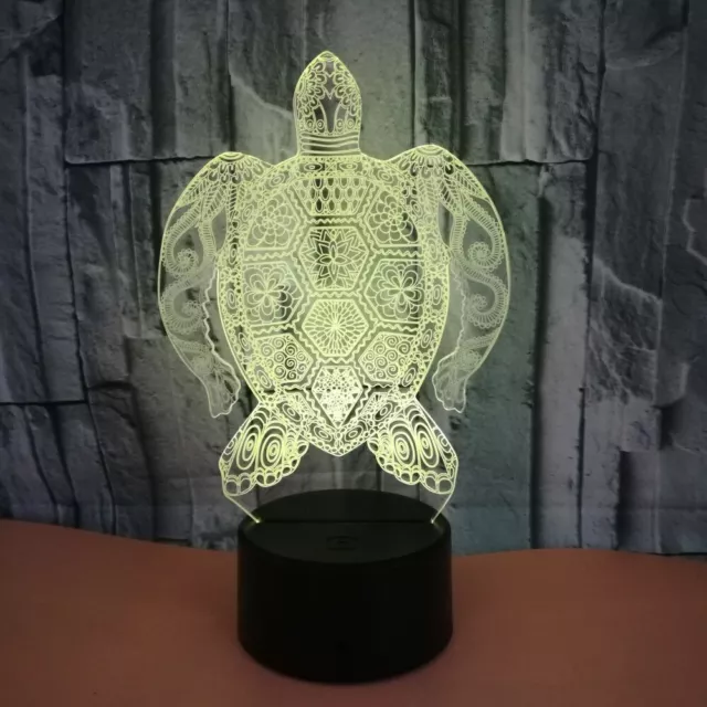 Tortoise Turtle 3D Acrylic Night Light Lamp USB 7 Colors Touch Control Healthy
