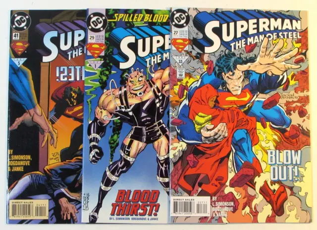 Superman Man of Steel Lot of 3 #27,29,41 DC Comics (1993) 1st Print Comic Books