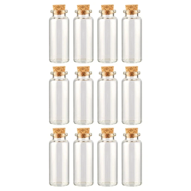 12pcs Kork Nachricht Flaschen Mini -Glasflaschen kleine Fläschchen kleine