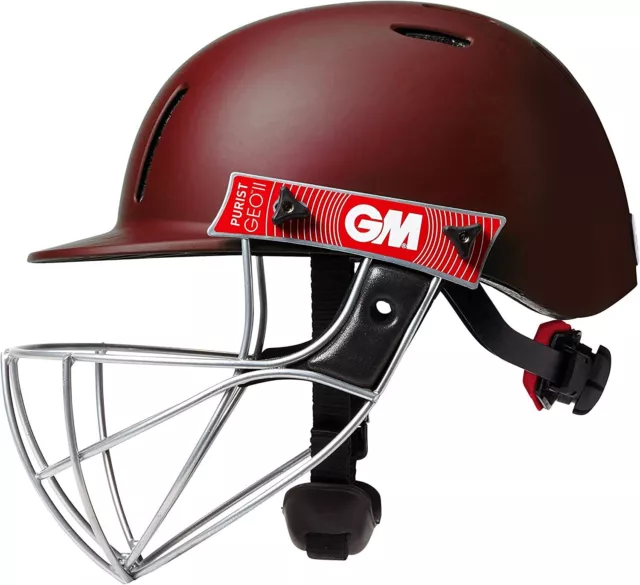 Gunn & Moore Purist GEO II Maroon Senior Cricket Helmet with Steel Grill