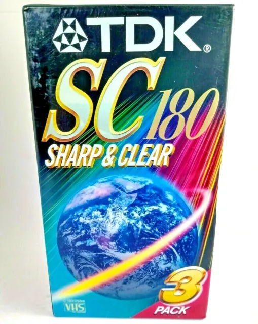 TDK E-180 SCAA  Sharp & Clear VHS Blank Video Tapes 3pk - Still Sealed.