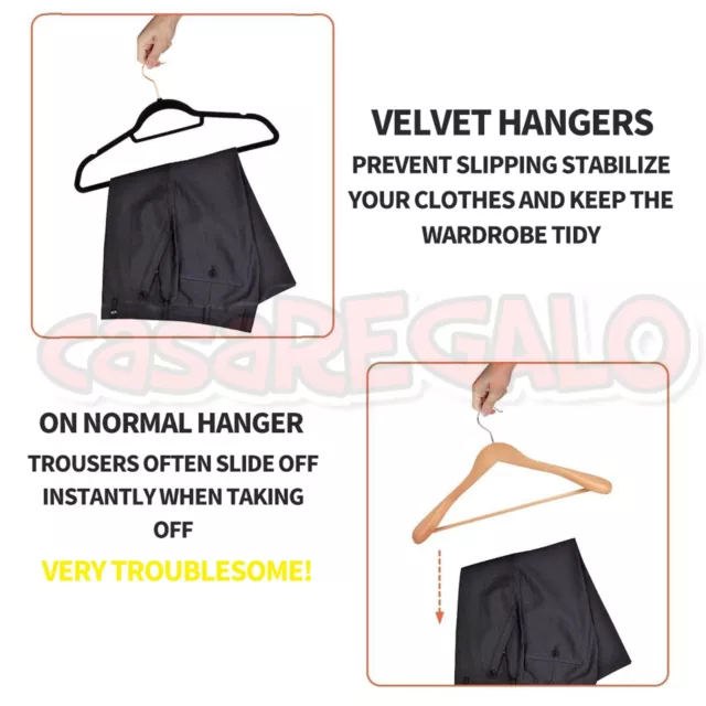 50x Flocked Velvet Cloth Hangers Coat Nonslip Hanger Slim Non-Slip 3