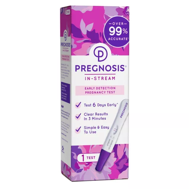 Pregnosis In-Stream Early Detection Pregnancy Test 1pk Over 99% Accurate Simple