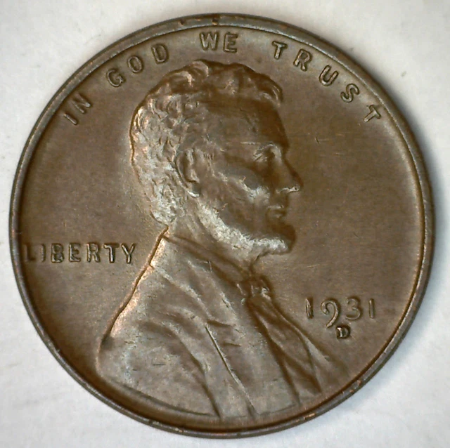 1931 D Lincoln Wheat Cent Coin 1c US Penny Extra Fine Circulated XF Denver Mint