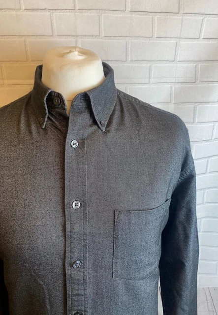 Camicia Charles Tyrwhitt grigio denim nero GRANDE 16,5" vestibilità regolare polsino con bottoni