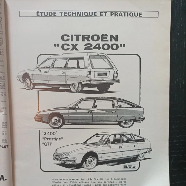 REVUE TECHNIQUE CITROEN CX 2400 GTI prestige pallas super c matic prestige break