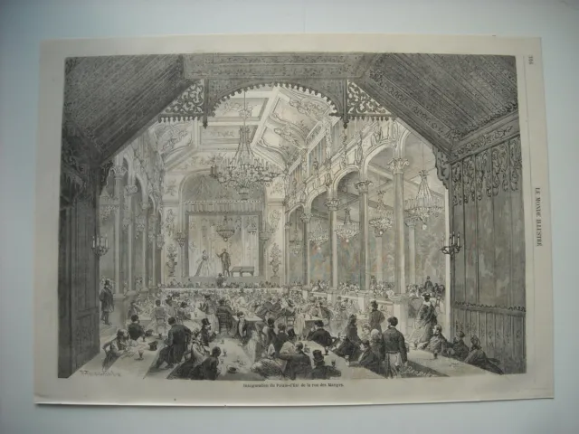 Gravure 1863. Inauguration Du Palais D’ete De La Rue Des Martyrs, A Paris. Expli