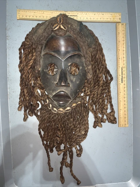 Dan Mask with Cowries and Rope Beard African mask great size OFFERS #25