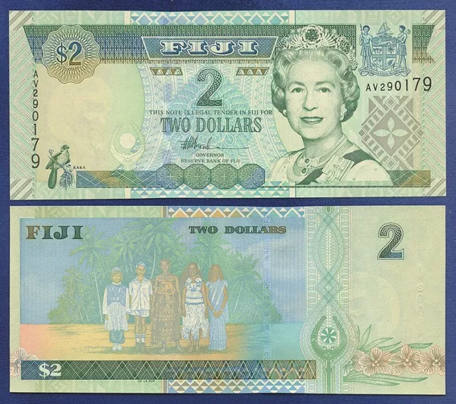 Fiji 2 Dollars 2002 Gem Unc Queen Elizabeth Ii