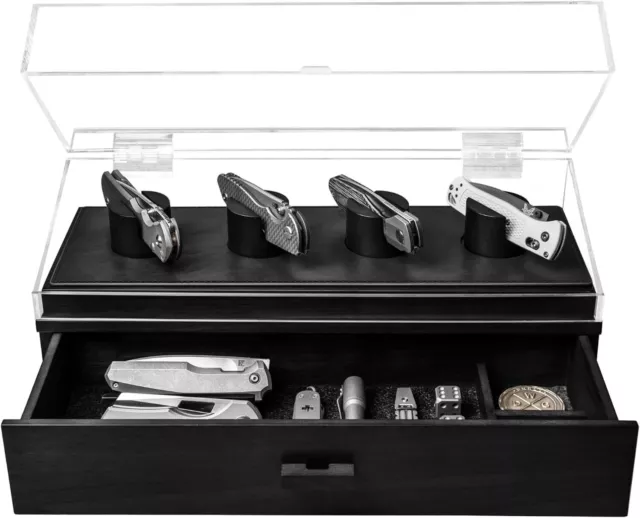 Knife Deck Pro Premium Pocket Knife Display 6 Knives Drawer Black 6 Knives