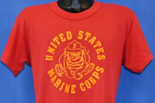 vintage 80s USMC MARINE CORPS UNITED STATES USA DISTRESSED BULLDOG t-shirt L