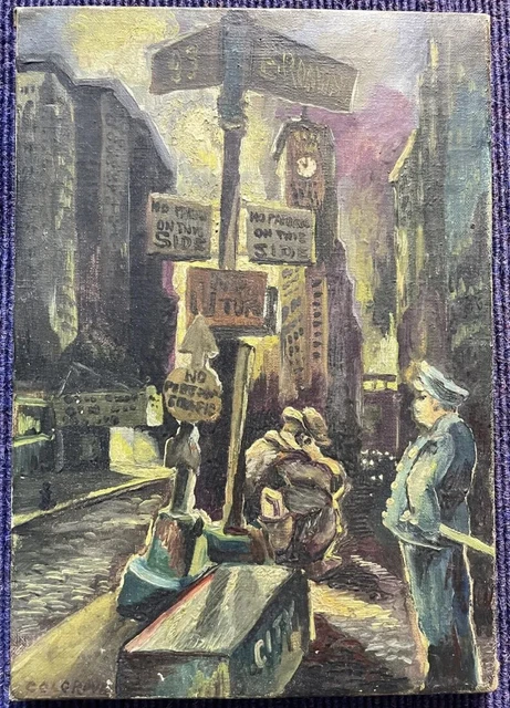 Ronald Colgrove American Realist Street scene New York City Signed Oil
