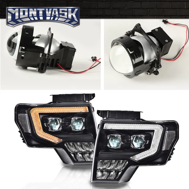 thumbnail image 2 of LED Tube Bar Projector Headlights For 2009-2014 Ford F-150 - Chrome Housing (Pair) By Spec-D Tuning 2 of 3