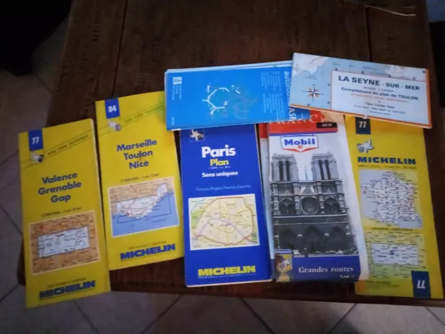 Lot de cartes routières anciennes Michelin Mobil Plan Guide Blay asf