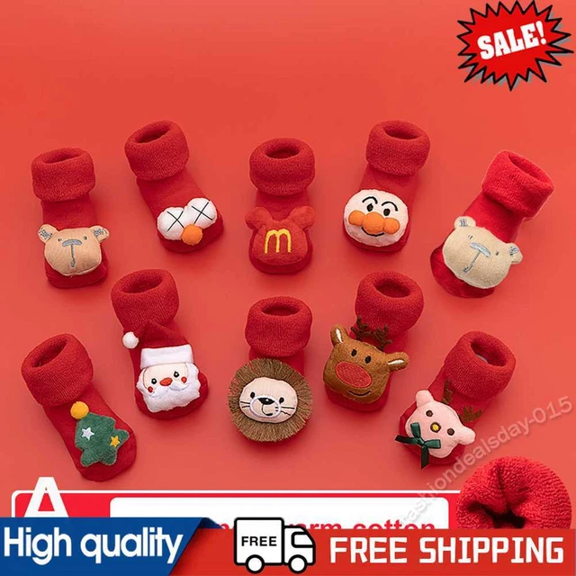 Christmas Baby Red Socks Cartoon Creative Baby Warm Socks for Toddler 0-36 Month